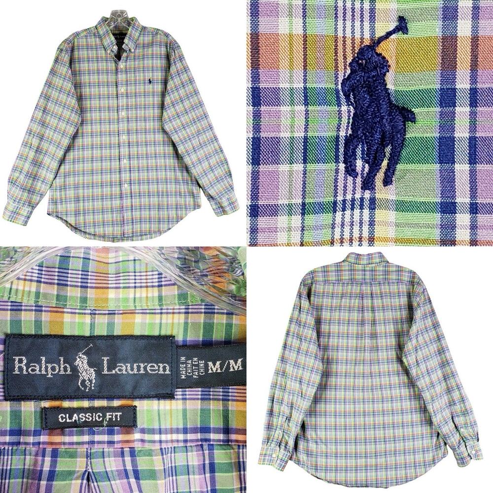 Polo Ralph Lauren Shirt Men's Size Medium M Plaid LS Button Down